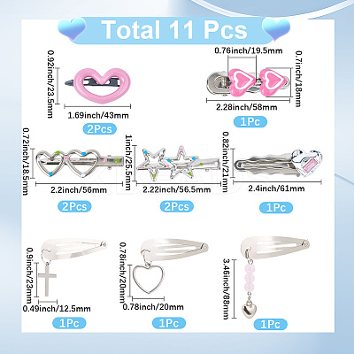 11pcs Iron Snap Hair Clips PHAR-CP0001-26-1