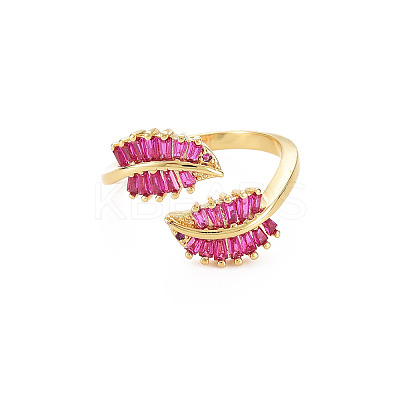 Brass Micro Pave Cubic Zirconia Cuff Rings RJEW-S045-152-1