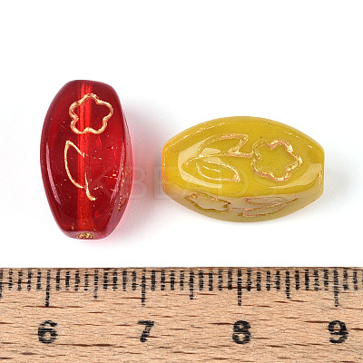 Baking Paint and Golden Metal Enlaced Glass Beads DGLA-T004-35M-1