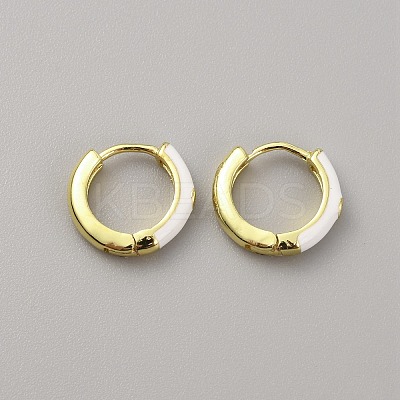 Enamel Hoop Earrings with Clear Cubic Zirconia EJEW-WH0004-39G-1