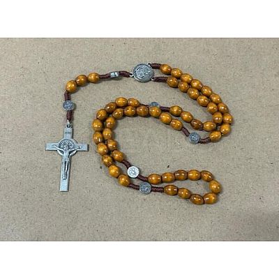 Wood Rosary Bead Necklaces FS-WG6BD27-02-1