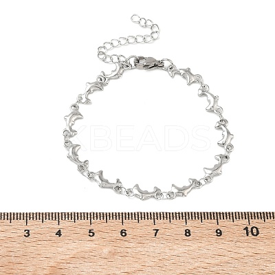 Women's 304 Stainless Steel Dolphin Link Chains Bracelets BJEW-G790-02P-1