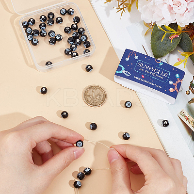 54Pcs Glazed Porcelain Round Beads PORC-SC0001-09-1