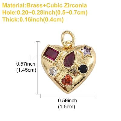 1Pc Brass Micro Pave Cubic Zirconia Pendants KK-YW0002-52-1
