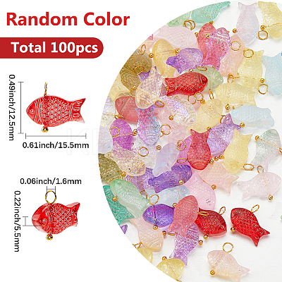 100Pcs Transparent Spray Painted Glass Pendants FIND-SC0020-60-1