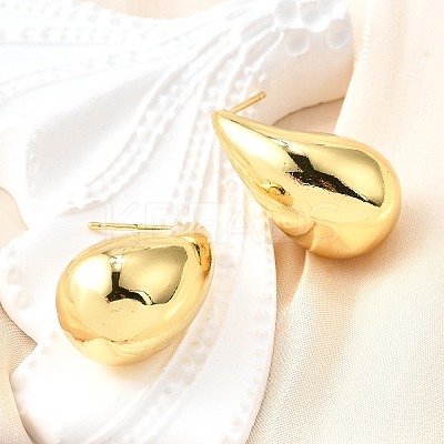 Rack Plating Brass Twist Teardrop Stud Earrings for Women EJEW-K247-02G-1