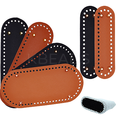 6Pcs PU Leather Oval Long Bottom for Knitting Bag FIND-PH0004-68-1