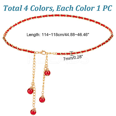 4Pcs 4 Colors Alloy Link Chain Belts AJEW-GA0006-30-1