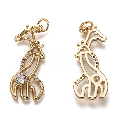 Brass Micro Pave Clear Cubic Zirconia Pendants ZIRC-L098-036G-1