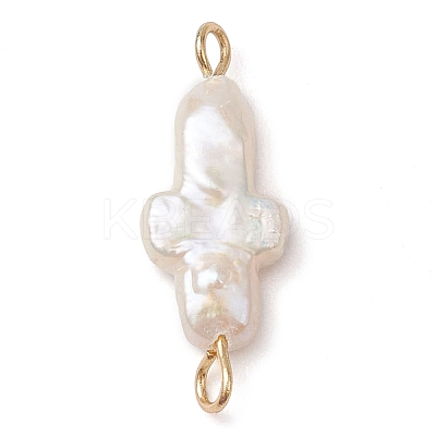 Natural Keshi Pearl Cross Links Connector Charms PALLOY-JF02822-1