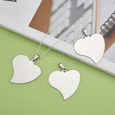 Non-Tarnish 201 Stainless Steel Heart Stamping Blank Tag Pendants STAS-S030-13-1