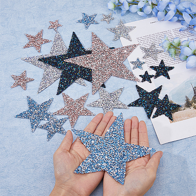 20Pcs 4 Colors Star Hotfix Rhinestone Kit(Hot Melt Adhesive On The Back) DIY-FH0007-04-1