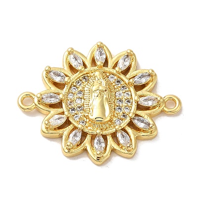 Religion Brass Pave Clear Cubic Zirconia Connector Charms FIND-Z041-13D-1