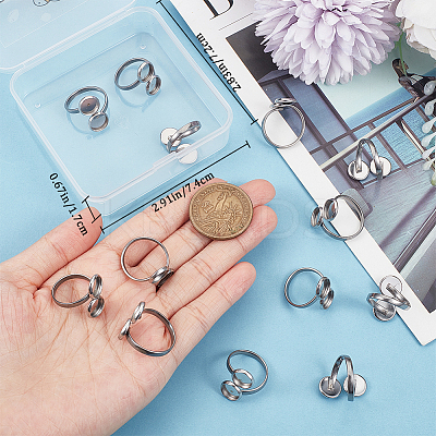 16Pcs 201 Stainless Steel Open Cuff Ring Findings RJEW-BBC0001-15-1