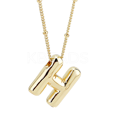 1pc Brass Chain with Alloy Letter Pendants Necklaces NJEW-LP0001-41H-G-1