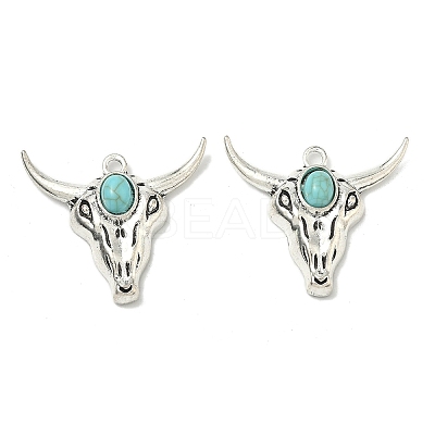 Bohemian Synthetic Turquoise Cattle Pendants FIND-Z112-01AS-04-1