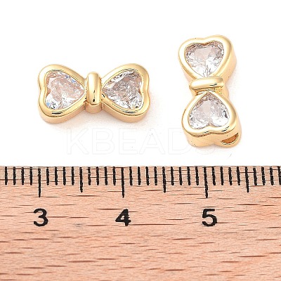 Brass with Clear Cubic Zirconia Beads KK-B102-38G-1