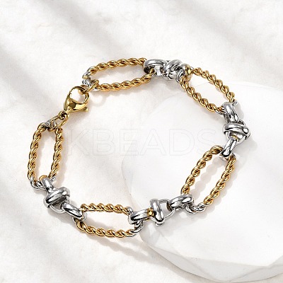 304 Stainless Steel Oval Link Chain Bracelets for Women LS-BJEW-D377-01D-1