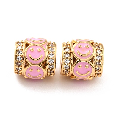 Real 18K Gold Plated Brass Micro Pave Clear Cubic Zirconia Beads ZIRC-Z023-07-1