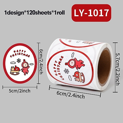 120 Round Paper Christmas Cartoon Sticker Rolls DIY-M070-09F-1