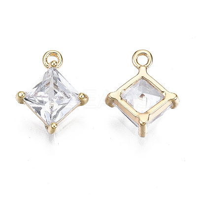 Brass Micro Pave Clear Cubic Zirconia Charms X-KK-T056-65G-NF-1