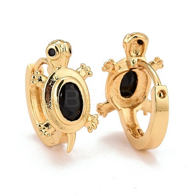 Real 18K Gold Plated Brass Cubic Zirconia Huggie Hoop Earrings EJEW-C012-06-1