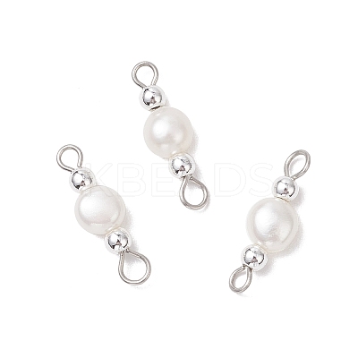 Natural Cultured Freshwater Pearl Potato & Round Electroplate Non-magnetic Synthetic Hematite Beaded Connector Charms PALLOY-JF04191-02-1
