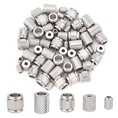 60Pcs 5 Style 201 Stainless Steel European Beads STAS-UN0048-51-1