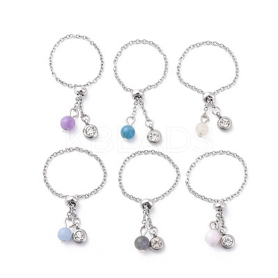 Adjustable 304 Stainless Steel Finger Rings RJEW-JR00281-1