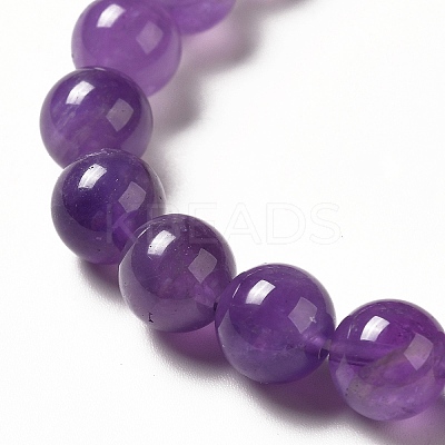 Natural Amethyst Moon and Star Beaded Stretch Bracelet for Women G-G997-C03-1