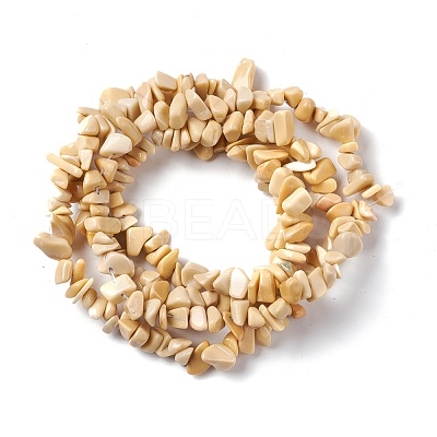 Natural Yellow Jade Chip Beads Strands G-G905-08-1