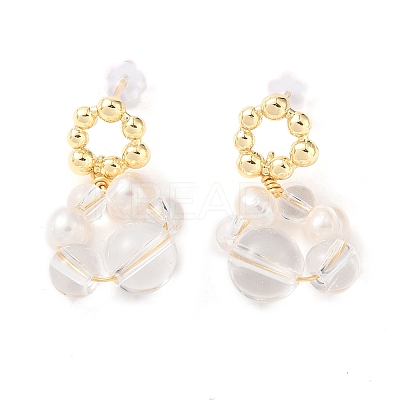 Natural Quartz Crystal Dangle Earrings EJEW-L286-06G-1