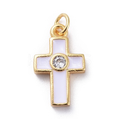 Cubic Zirconia Tiny Cross Charms KK-G363-03G-06-1