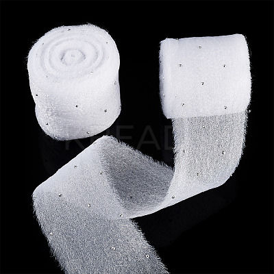 2Rolls Polyester Hot-fix Rhinestone Raw Edges Ribbon OCOR-TA0003-95H-1