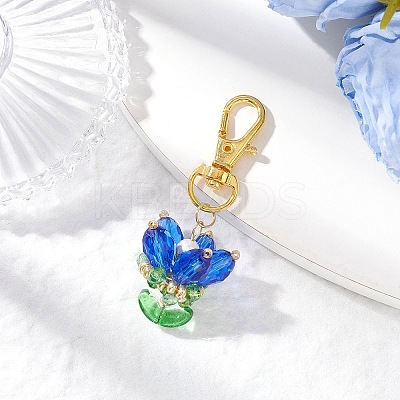 Flower Glass Pendants Decorations HJEW-MZ00248-07-1