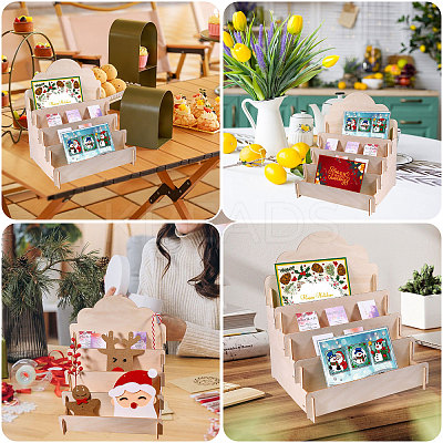 4-Tier Wood Greeting Card Display Riser Stands ODIS-WH0043-229-1