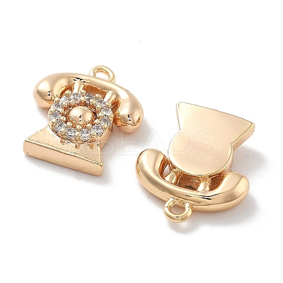 Rack Plating Brass Clear Cubic Zirconia Pendants KK-M102-14G-A-1