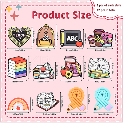 12Pcs 12 Styles Food Grade Eco-Friendly Silicone Focal Beads SIL-YW0001-54-1