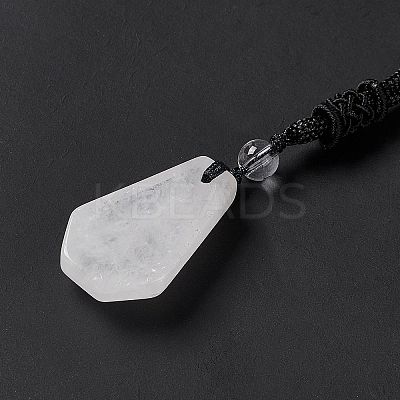 Natural Quartz Crystal Hexagon Pendant Necklace with Nylon Cord NJEW-G094-A07-1