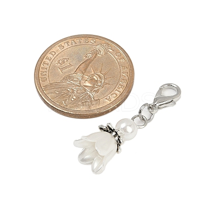 Flower ABS Plastic Pearl Pendant Decorations HJEW-JM03134-1