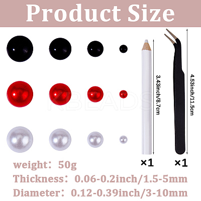 1 Box Half Round Resin & ABS Imitation Pearl Cabochons DIY-CP0012-96A-1