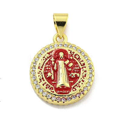 Rack Plating Brass Micro Pave Cubic Zirconia Pendants KK-B091-22G-05-1