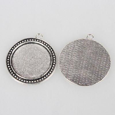 Tibetan Style Alloy Pendant Cabochon Settings X-TIBEP-N003-67AS-1