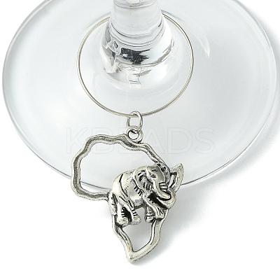 8 Pcs Tibetan Style Alloy & Cowrie Shell Wine Glass Charm AJEW-JO00247-1