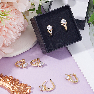 3 PairsClear Cubic Zirconia Diamond Hoop Earrings EJEW-BBC0001-17-1