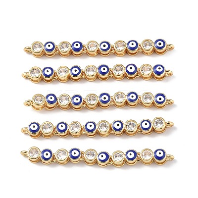 Brass Pave Clear Cubic Zirconia Connector Charms KK-E068-VF285-1