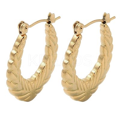Leaf 201 Stainless Steel Half Hoop Earrings for Women EJEW-G385-20G-1
