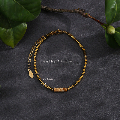 Natural Picture Jasper Beads Stretch Bracelets for Women Men PH6456-1-1