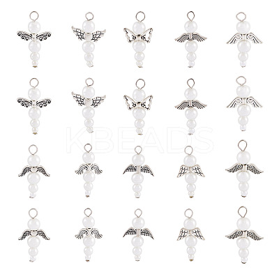 Glass & Alloy Pearl Pendants HJEW-TAC0058-1