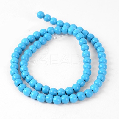 1 Strand Dyed Deep Sky Blue Round Synthetic Turquoise Beads Strands X-TURQ-G106-6mm-02F-1